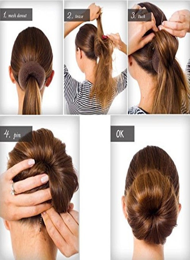 SQULIGT 5 PCS Donut Hair Bun Maker, Dark Brown Ring Style Bun Makers Set (2 Large and 3 Small) - Image 4